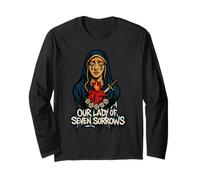 Our Lady Seven Sorrows Immaculate Heart Latin Design Long Sleeve T-Shirt