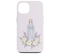Our Lady White Floral Catholic Prayer Case for iPhone 13