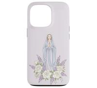 Our Lady White Floral Catholic Prayer Case for iPhone 13 Pro