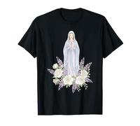 Our Lady White Floral Catholic Prayer T-Shirt
