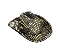 Our Large Small Farm Black Sequin Cowboy Hat with Lights, Carnival Hat in Casual Western Cowboy Style, Wild Wild (Black, One Size)