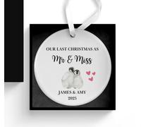 Our Last Christmas as Mr and Miss Bauble, Last Xmas Engaged Ornament, Fiancé Gift, Couple Decoration, Engagement Keepsake, Holiday Decor