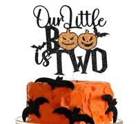 Our Little Boo is Two Cake Topper, Two Spooky, Happy Boo Day, Ghost Bat Halloween Happy 2nd Birthday Party Decorations for Kids