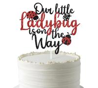 Our Little Ladybug Is On The Way Cake Topper, It's a Girl, It's a Ladybug, Welcome Sweet Girl, Ladybug Theme Baby Shower/Gender Reveal Party Decorations