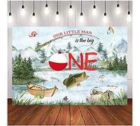 Our Little Man is The Big One Photography Background Wild Gone Fishing Backdrop Boy First One Birthday Party Decorations Baby Shower Fisherman Party Decor Banner Supplies (6X4FT)