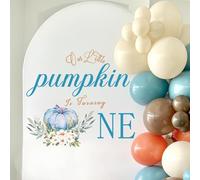 Our Little Pumpkin is Turning One Decal - Fall Pumpkin 1st Birthday Party Decorations Decal, Halloween First Birthday Party Decor for Backdrop, Ballon Arch, Cake Smash (Pink)