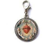 Our Lord Sacred Heart w Saints and Cheruns - Catholic Medal Religious Christian Jewelry Friend Gift Bracelet Pendant Zipper Pull Charm with Lobster Clasp Art Photo Zipper Pull Jewelry