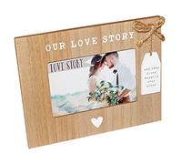 Our Love Story Wooden 6x4 Photo Frame with Heart and Hanging Plaque