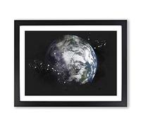 Our Magnificent Earth Paint Splash Modern Art Framed Print | A2 Black Framed Wall Art | Ready to Hang | Modern Nature Picture | Living Room Bedroom Lounge Office