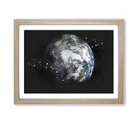 Our Magnificent Earth Paint Splash Modern Art Framed Print | A4 Oak Framed Wall Art | Ready to Hang | Modern Nature Picture | Living Room Bedroom Lounge Office
