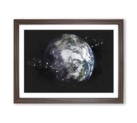 Our Magnificent Earth Paint Splash Modern Art Framed Print | A4 Walnut Framed Wall Art | Ready to Hang | Modern Nature Picture | Living Room Bedroom Lounge Office