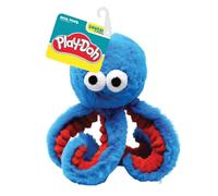 Hasbro Play-Doh Octopus Dog Toy, 6.5-Inch Plush Squeaker and Crinkle Toy, Blue/Red