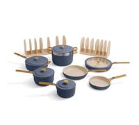 Our Place 17-Piece Essentials Complete Cookware Set - Ceramic Fry Pans, Saucepans, Sauté Pan, Stock Pot, Strainer Basket & Modular Storage | Thermakind™ Nonstick, Oven Safe up to 230°C | Blue Salt