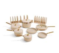 Our Place 17-Piece Essentials Complete Cookware Set - Ceramic Fry Pans, Saucepans, Sauté Pan, Stock Pot, Strainer Basket & Modular Storage | Thermakind™ Nonstick, Oven Safe up to 230°C | Cream