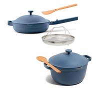 Our Place Cookware Duo - 7-Piece Set Including The Always Pan, Perfect Pot and Spatulas | Multifunctional, Toxin-Free Nonstick | Heat Safe up to 450°F | Oven, Stove, Induction Compatible | Blue Salt