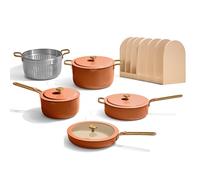 Our Place Essential Cookware Set - 11-Piece Ceramic Nonstick Set with 25cm Frypan, Saucepan, Saute Pan, Stock Pot, Storage Racks and Strainer with Thermakind™ | Oven Safe up to 230°C | Terracotta