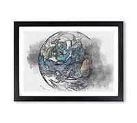 Our Planet Earth in Abstract Framed Print | A2 Black Framed Wall Art | Ready to Hang | Abstract Space Picture | Living Room Bedroom Lounge Office