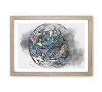 Our Planet Earth in Abstract Framed Print | A2 Oak Framed Wall Art | Ready to Hang | Abstract Space Picture | Living Room Bedroom Lounge Office
