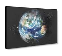 Our Planet Earth Paint Splash Canvas Print | Gallery Wrapped 30mm Frame Wall Art | 20x14 inches | Ready to Hang | Modern Space Picture | Living Room Bedroom Lounge Office