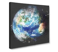 Our Planet Earth Paint Splash Canvas Print | Gallery Wrapped 30mm Frame Wall Art | 20x20 inches | Ready to Hang | Modern Space Picture | Living Room Bedroom Lounge Office