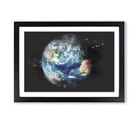 Our Planet Earth Paint Splash Framed Print | A2 Black Framed Wall Art | Ready to Hang | Modern Space Picture | Living Room Bedroom Lounge Office