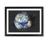 Our Planet Earth Paint Splash Modern Art Framed Print | A3 Black Framed Wall Art | Ready to Hang | Modern Space Picture | Living Room Bedroom Lounge Office