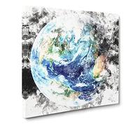 Our Planet Earth Watercolour Canvas Print | Gallery Wrapped 30mm Frame Wall Art | 14x14 inches | Ready to Hang | Modern Space Picture | Living Room Bedroom Lounge Office