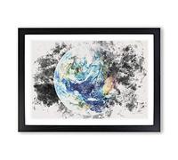 Our Planet Earth Watercolour Framed Print | A2 Black Framed Wall Art | Ready to Hang | Modern Space Picture | Living Room Bedroom Lounge Office