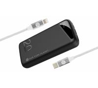 Our Pure Planet 20,000mAh Power Bank and 1.2m USB-C to Lightning Cable Bundle - Black and White, Black