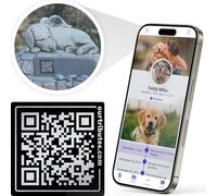 Our Tributes Pet Memorial Outdoor QR Plaque and Webpage; Dog Passing Away Gifts, Pet Headstones for Dogs or Pet Grave Marker; Dog Rememberance Gift (Black)