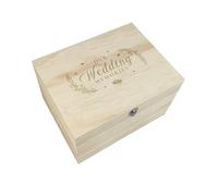 Our Wedding Memories" Engraved Keepsake Box |Pine Wood Storage for Couples | Ideal Bridal Shower Gift & Newlywed Present | W30cm x D23cm x H18cm