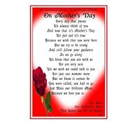 Our Wonderful Mum - Red Rose Design for Mothers Day - A Memorial Poem by Impishodes A Bereavement Funeral Grave Card Marker