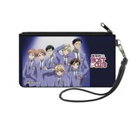 Ouran High School Host Club Wallet, Zip Clutch, Ouran Host Club Blue Glow Group Pose and Title Logo, Canvas, S, Casual