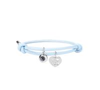 Ouran I Love You 100 Languages Leather Bracelet Adjustable String Bracelets Love Heart Pendant Charms Bracelet Gifts for Women and Men (Blue & Silver Plated)