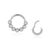 Ourania 1PCS Silver 16G Zircon Septum Nose Ring 8mm, Surgical Steel Daith Rook Conch Hoop Earring, Septum Jewelry, Piercing Ring, Septum Clicker, Hypoallergenic Hoop