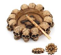 OURASHERO Ashtrays Resin Skull Ashtray Cigarette Ash Container Spooky Human Skull Ashtray with 4 Cigarette Slots Smoking Room Office Bar Ornament Halloween Decor Scary Fantasy for Smokers
