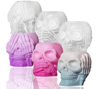 OURASHERO Skull Resin Molds, 3Pcs Hear-no, Speak-no, See-no Evil Skull Silicone Molds for Resin Casting Crafts, 3D Cute Epoxy Resin Molds for DIY Craft Pen Holder Flower Pot, Halloween Home Décor