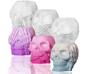 OURASHERO Skull Resin Molds, 3Pcs Hear-no, Speak-no, See-no Evil Skull Silicone Molds for Resin Casting Crafts, 3D Cute Epoxy Resin Molds for DIY Craft Pen Holder Flower Pot, Halloween Home Décor