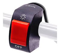 Ourbest Handlebar Switch 12V 7/8inch 22mm On Off Push Button for Bicycle Motorcycle Scooter Fog Light/Driving Lamp Toggle Switch Red