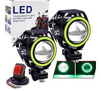 Ourbest Motorcycle Fog Light with Switch U7 Universal 12V/24V LED Daytime Running Light for Motorcycle Quad Scooter Truck (2 Pack) Green