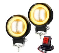 Ourbest Motorcycle Led Spotlights, 9-36V Yellow Halo Motorcycle Fog Light With Switch, Motorcycle Auxiliary Lights, White Light Yellow Ring Motorcycle Angel Eyes Light 1pair For Motorcycle Offroad