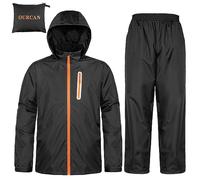 Ourcan Rain Suits for Man Women Waterproof Lightweight Rain Gear Rain Coats Breathable Jacket Pants for Golf, Fishing,Hiking, Black R10, M