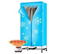 OURECO Electric Clothes Dryer,home Clothes Drying Rack,Clothing Shoes Dryers,Double Layer Stainless Steel Rack,Digital Automatic Timer,Reusable Space,Low Noise, for Apartment Houses (Color : Blue)