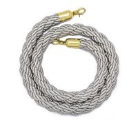 OURECO Green Blue Grey White Black Gold Red Hanging Hemp Braided Stanchion Rope, Home Theater Crowd Queue Barrier Twist Ropes, Gold Clips/Grey/2M/6.5Ft