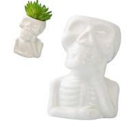 Ourhommie Skull Funny Succulent Planter Pot, Ceramic Air Plant Holders Novelty Cactus Display Container Miniature Plants Pots Small Pottery Bonsai Pots Home Decor for Desk Table Shelf Window, No Plant
