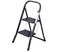 OurHouse Rubber Non-Slip 2-Tread Step Ladder, Lightweight and Sturdy Steel Frame, Portable Compact Design for DIY & Gardening, Indoor/Outdoor Use, 150kg Max Capacity (2-Tread)