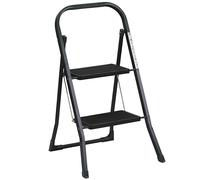 OurHouse Rubber Non-Slip 2-Tread Step Ladder, Lightweight and Sturdy Steel Frame, Portable Compact Design for DIY & Gardening, Indoor/Outdoor Use, 150kg Max Capacity (2-Tread Rubber)