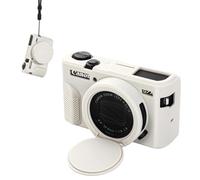 OURHZTB Silicone Case Compatible with Canon Powershot G7X Mark II Digital Camera, Soft Silicone Protective Cover Sleeve Shell with Lens Cover, Anti-Scratch Camera Case with Wrist Strap (Beige)