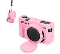 OURHZTB Silicone Case Compatible with Canon Powershot G7X Mark II Digital Camera, Soft Silicone Protective Cover Sleeve Shell with Lens Cover, Anti-Scratch Camera Case with Wrist Strap (Pink)