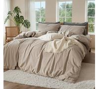 OURJOY 100% Pure Linen Blend 4 Piece Sheet Set, Cooling and Breathable Flax Bed Sheets for Hot Sleepers, All Season Comfort, Anti-Tear and Durable Bedding, 18 Inch Deep Pocket(Natural Linen, King)